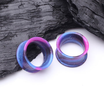 Detail View 1 of A Pair of Ultra Flexible Cosmo Galaxy Silicone Double Flared Tunnel Plug